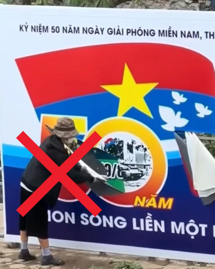 Công an xác minh người phụ nữ r:ạch panô mừng ngày thống nhất đất nước